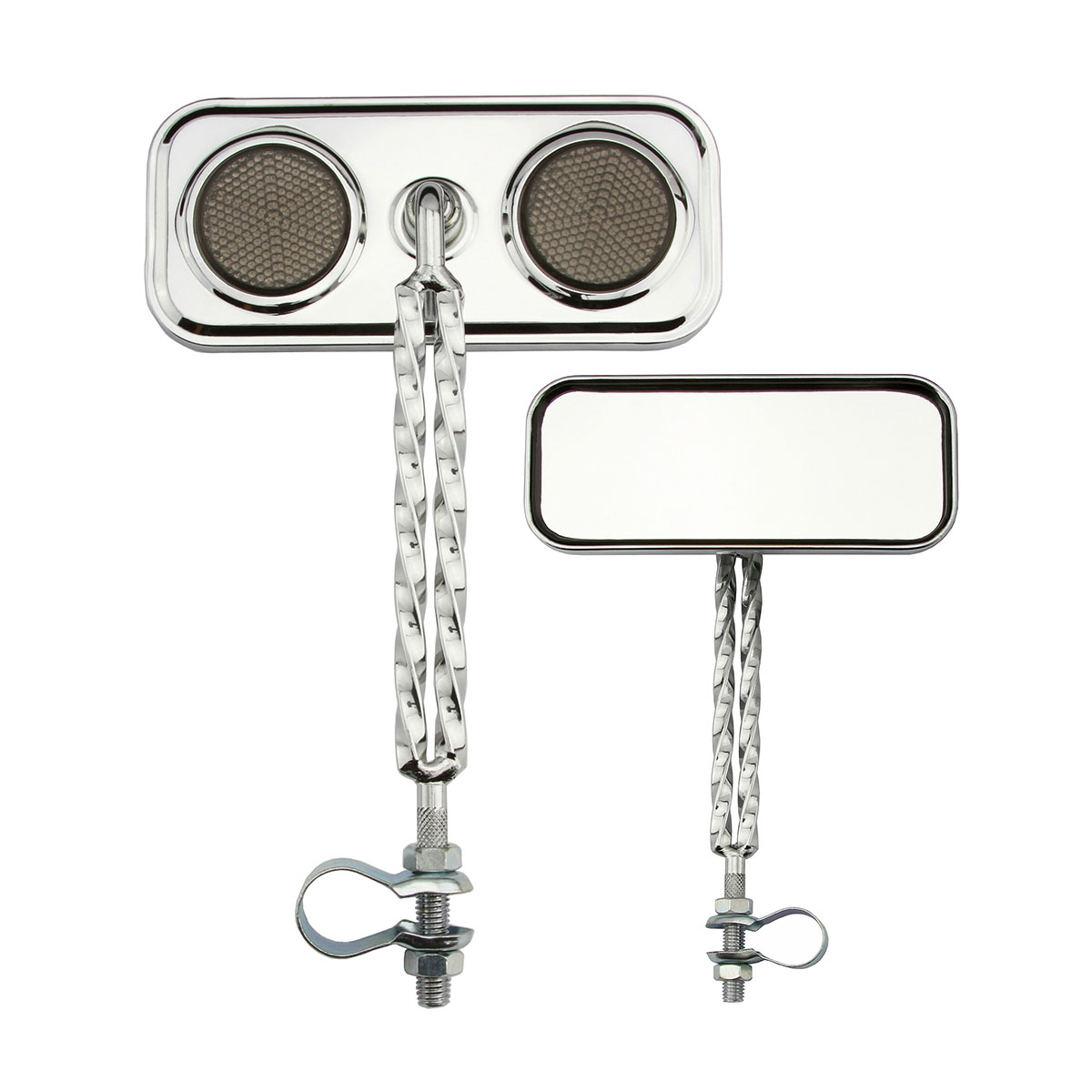 Rectangle Double Square Twisted Mirror Chrome Black...
